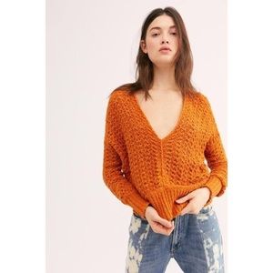 Free People Best of You Chunky Sweater in Sunset Orange | Size: XS (listed as S)